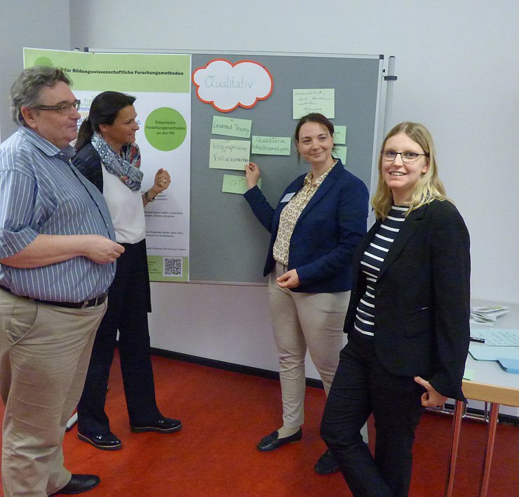 Eröffnung des Instituts für Bildungswissenschaftliche Forschungsfragen am 24. April 2018 mit Rektor Prof. Dr. Klaus Peter Rippe, Prorektorin Prof. Dr. Annette Worth, Petra Panenka und Institutsleiterin Jun.-Prof. Dr. Olga Kunina-Habenicht (v.l.). Foto: Pädagogische Hochschule Karlsruhe