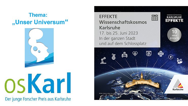 Bild EFFEKTE 2023 OsKarl Logo vom Fest der jungen Forscher und Plakat EFFEKTE 2023