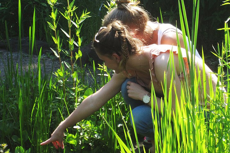Natur entdecken im Ökologischen Lerngarten. Foto: Dorothee Benkowitz / Pädagogische Hochschule Karlsruhe